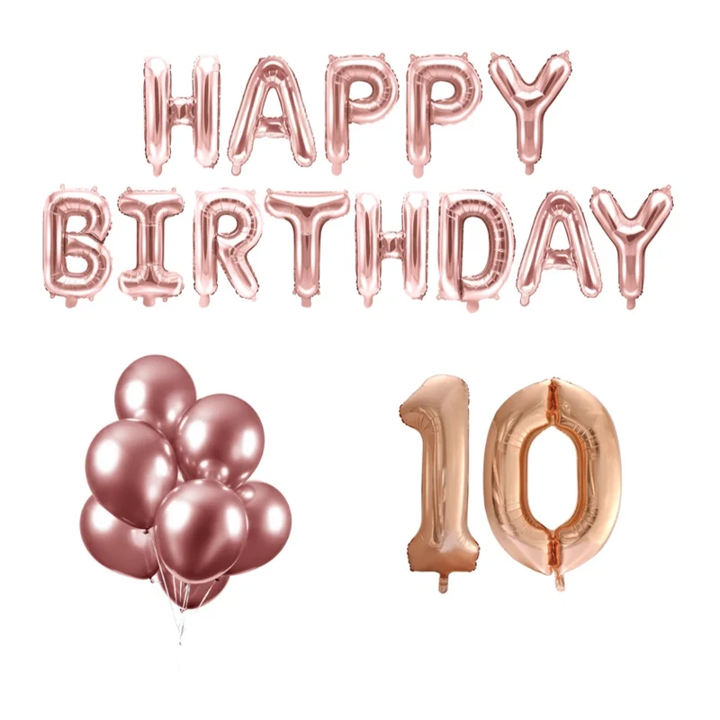 10 jaar Verjaardag Versiering Ballon Pakket rosé goud