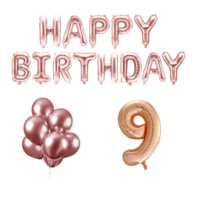 9 jaar Verjaardag Versiering Ballon Pakket rosé goud