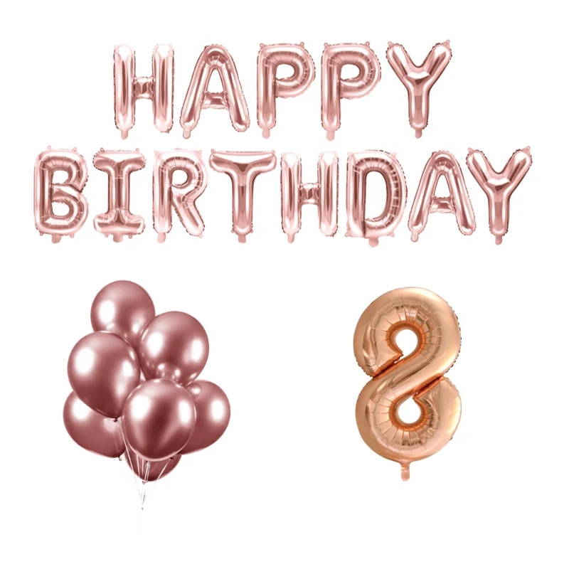 8 jaar Verjaardag Versiering Ballon Pakket rosé goud