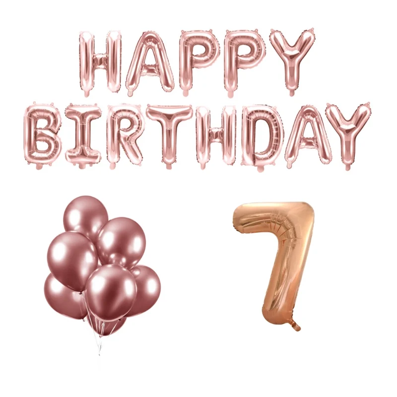 7 jaar Verjaardag Versiering Ballon Pakket rosé goud