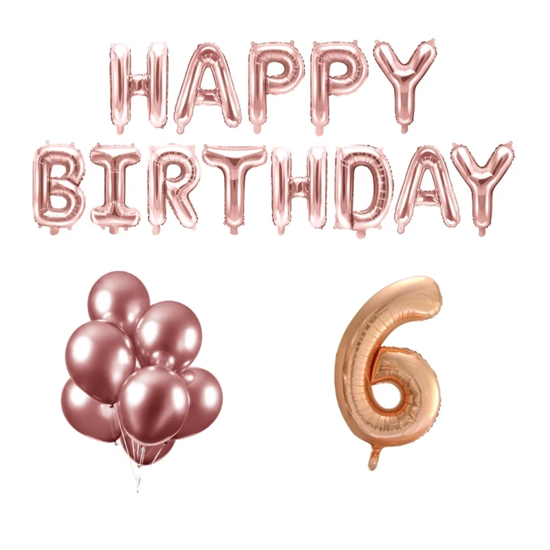 6 jaar Verjaardag Versiering Ballon Pakket rosé goud