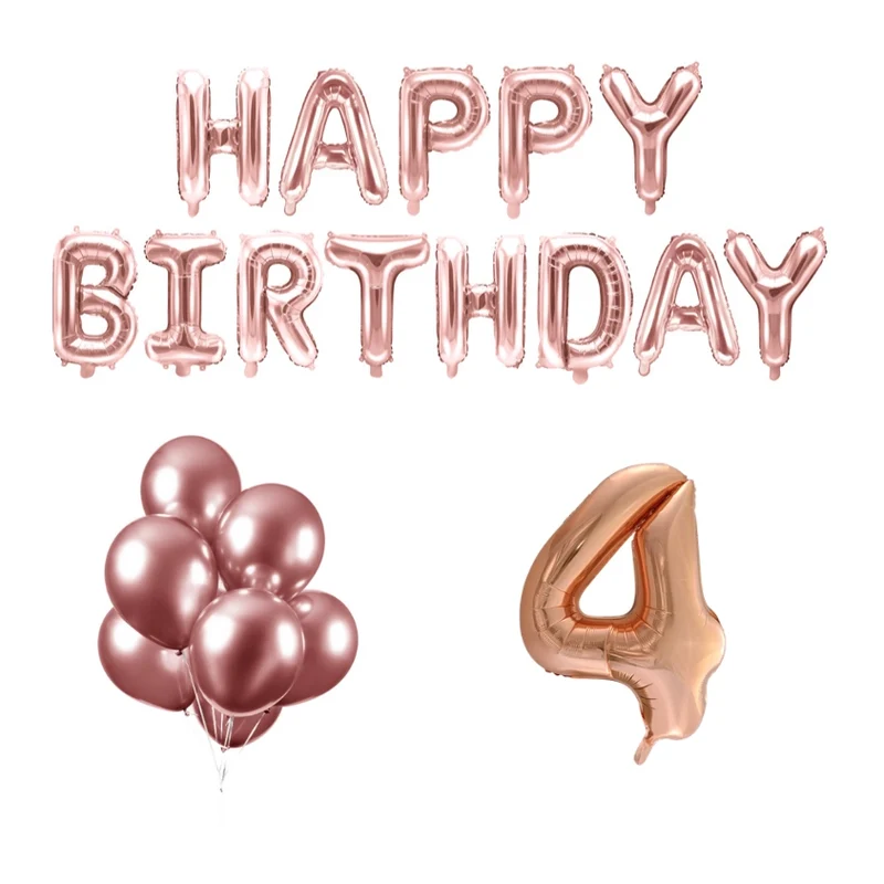 4 jaar Verjaardag Versiering Ballon Pakket rosé goud
