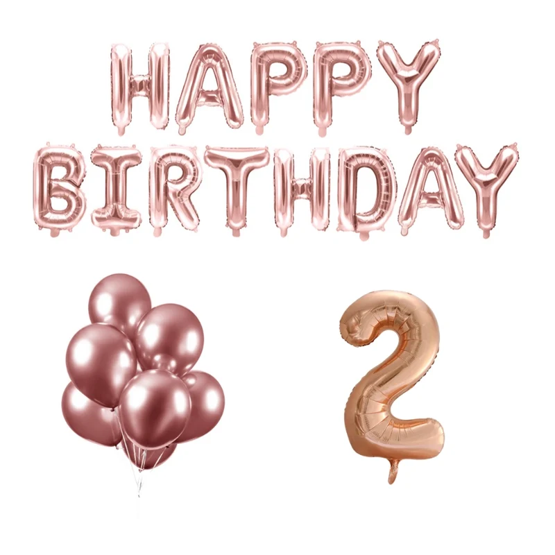 2 jaar Verjaardag Versiering Ballon Pakket rosé goud