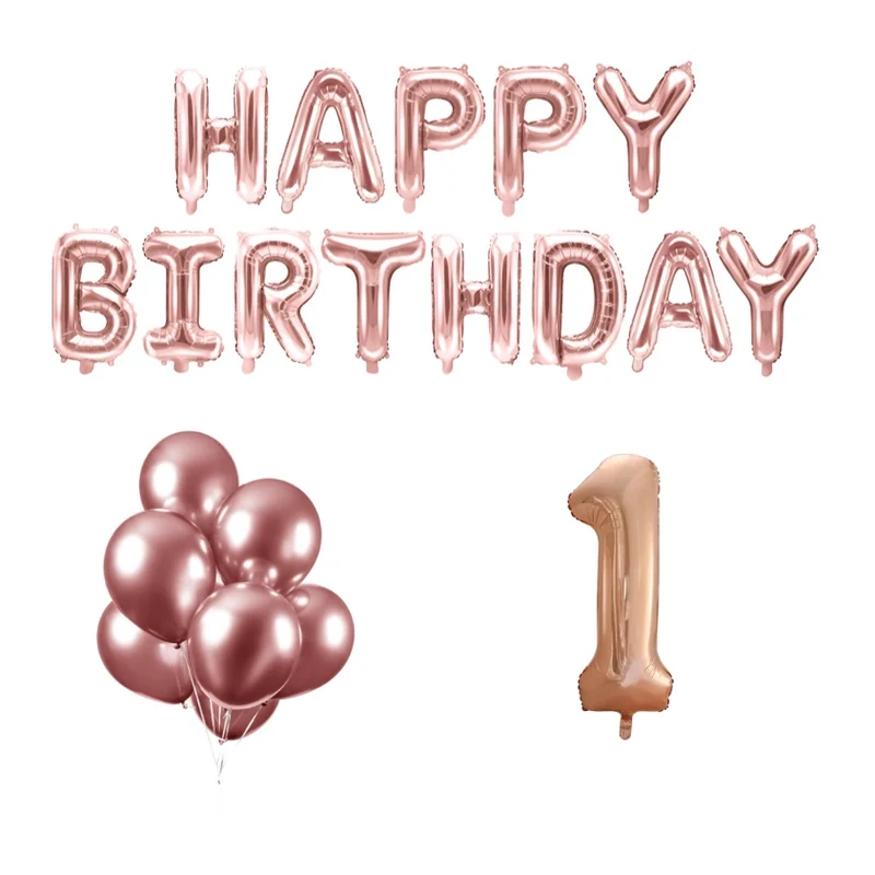 1 jaar Verjaardag Versiering Ballon Pakket rosé goud