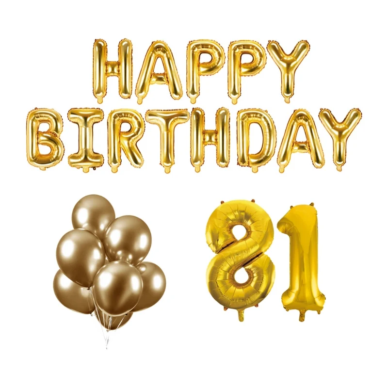 81 jaar Verjaardag Versiering Ballon Pakket Goud
