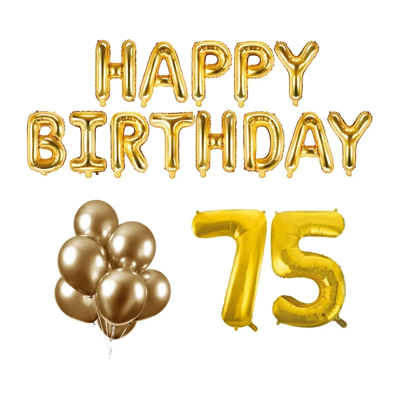 75 jaar Verjaardag Versiering Ballon Pakket Goud