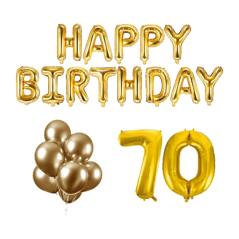 70 jaar Verjaardag Versiering Ballon Pakket Goud