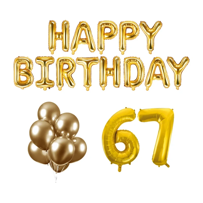 67 jaar Verjaardag Versiering Ballon Pakket Goud