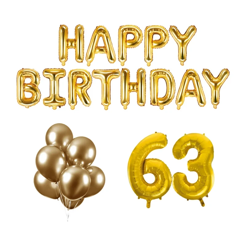 63 jaar Verjaardag Versiering Ballon Pakket Goud
