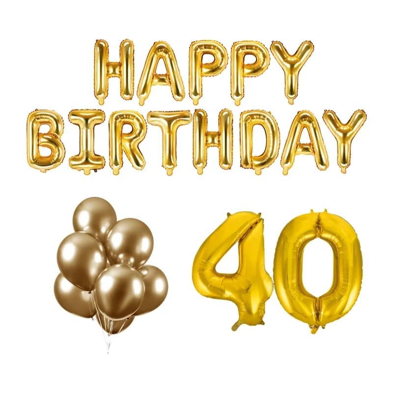 40 jaar Verjaardag Versiering Ballon Pakket Goud