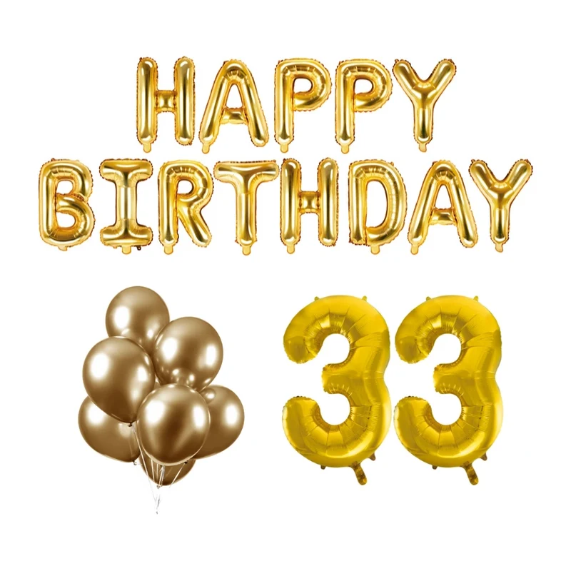 33 jaar Verjaardag Versiering Ballon Pakket Goud