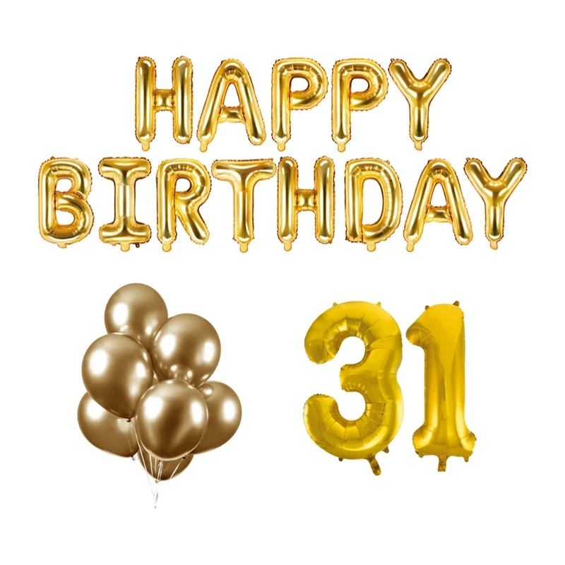 31 jaar Verjaardag Versiering Ballon Pakket Goud