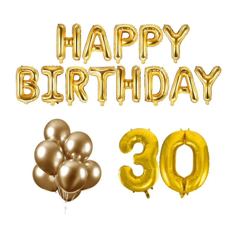 30 jaar Verjaardag Versiering Ballon Pakket Goud