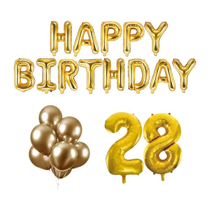 28 jaar Verjaardag Versiering Ballon Pakket Goud