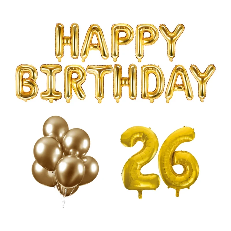 26 jaar Verjaardag Versiering Ballon Pakket Goud