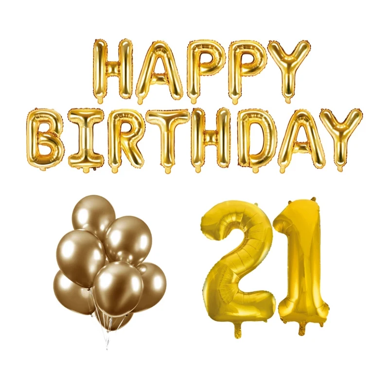 21 jaar Verjaardag Versiering Ballon Pakket Goud