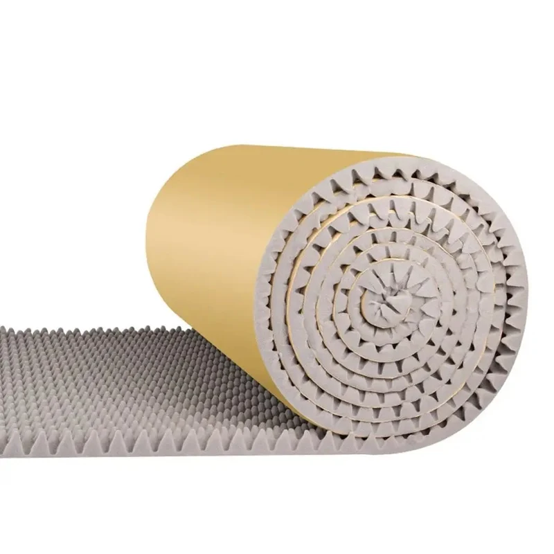 Heavy Gauge Acoustic Foam Rolls With No Sweat Self Adhesive Backing Top Tier Sound Dampening Wall Tiles For Home Booths And Podcast Spaces Built From Thick Flame Resistant Polyurethane Pads In Fresh Grey Finish
