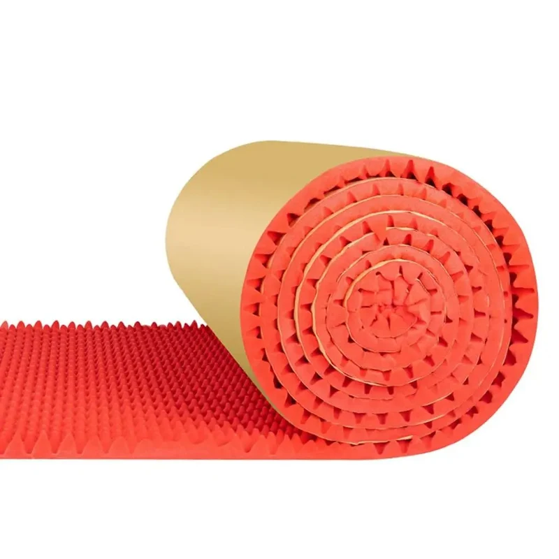 Premium Red Acoustic Foam Rolls Self Adhesive Sound Deadening Panels Flame Retardant Noise Cutting Wall Treatment Peel And Stick No Sweat Diy Studio Setup Pure Quiet Vibes Easy Trim Anywhere