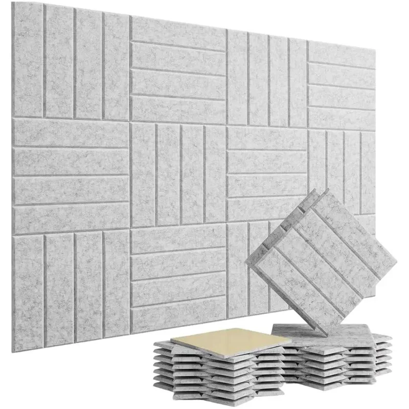Premium Slick Self Adhesive Foam Panels 12 Pack Acoustic Wall Tiles For Soundproofing Home Theater Recording Studio Office Decor With No Fuss Peel And Stick Setup