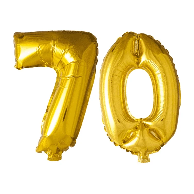 Folieballon 70 jaar Goud 41cm