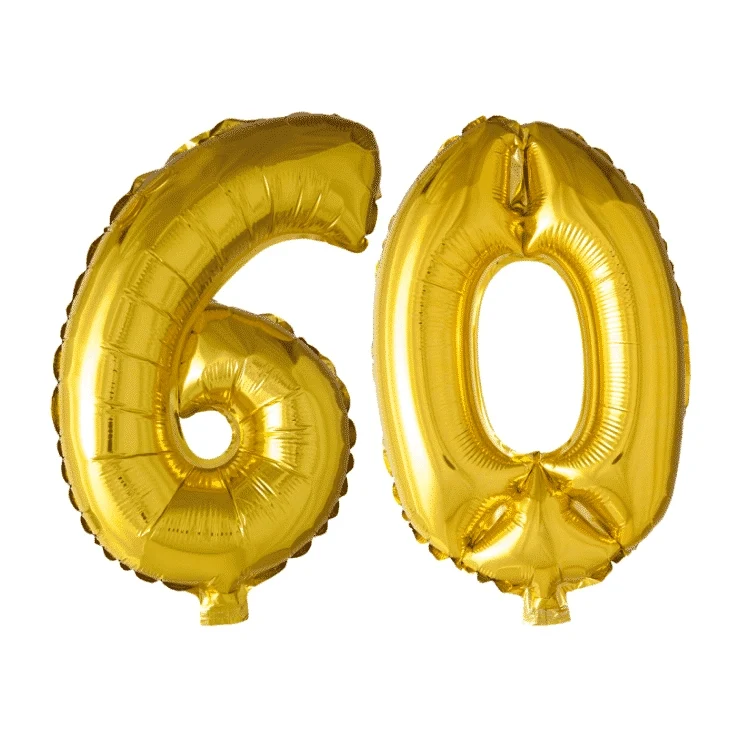 Folieballon 60 jaar Goud 41cm