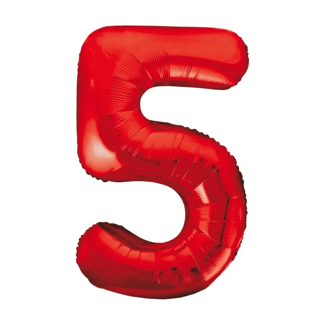 Folieballon 5 jaar rood 86cm