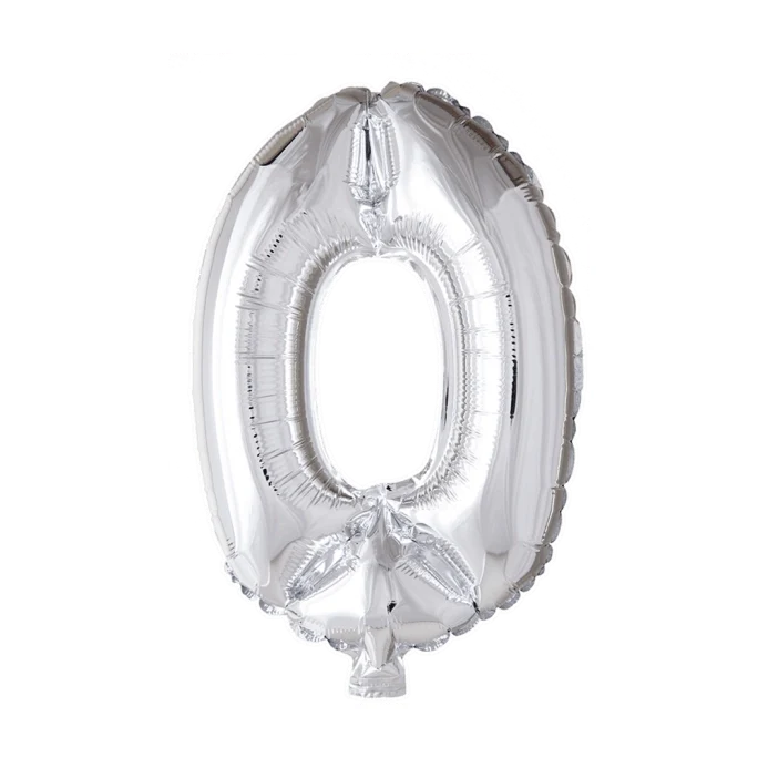 Folieballon cijfer 0 zilver 86cm