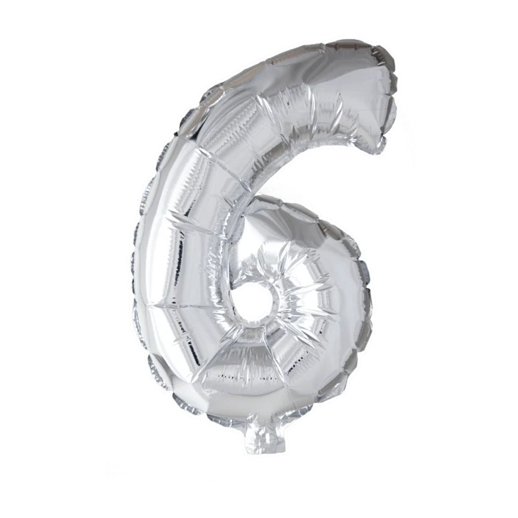 Folieballon 6 jaar zilver 41cm