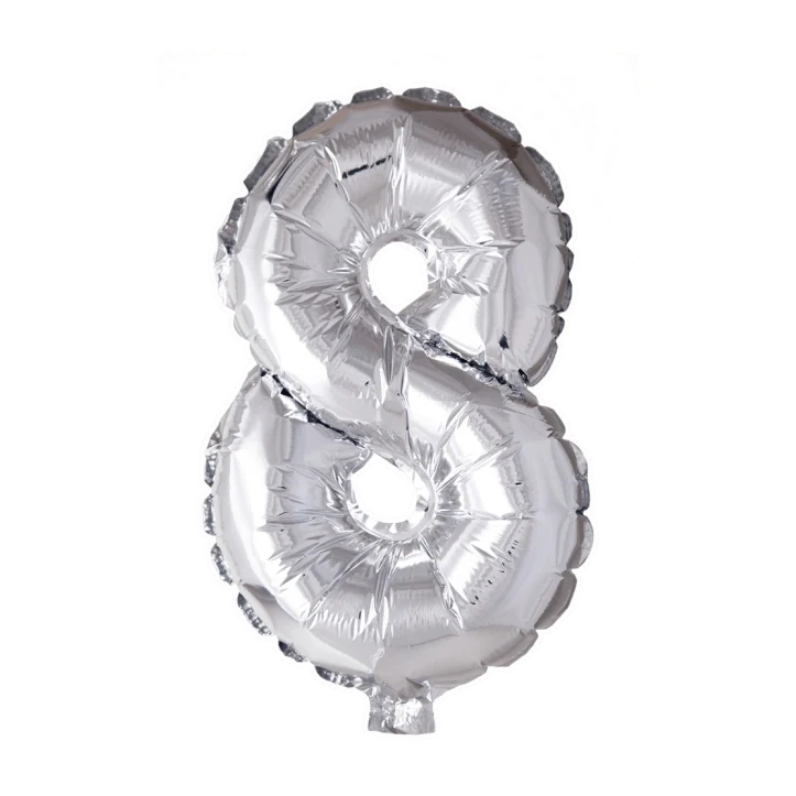 Folieballon 8 jaar zilver 86cm