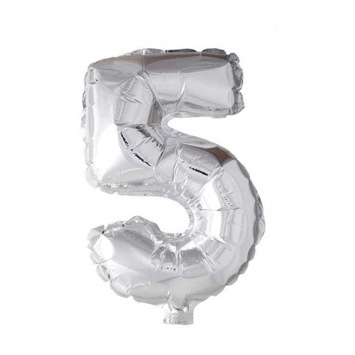 Folieballon 5 jaar zilver 86cm
