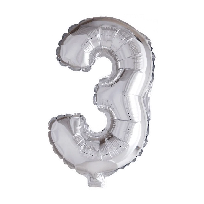 Folieballon 3 jaar zilver 86cm