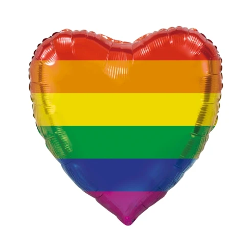 Folieballon Regenboog Vlag - Hartvorm - 92cm