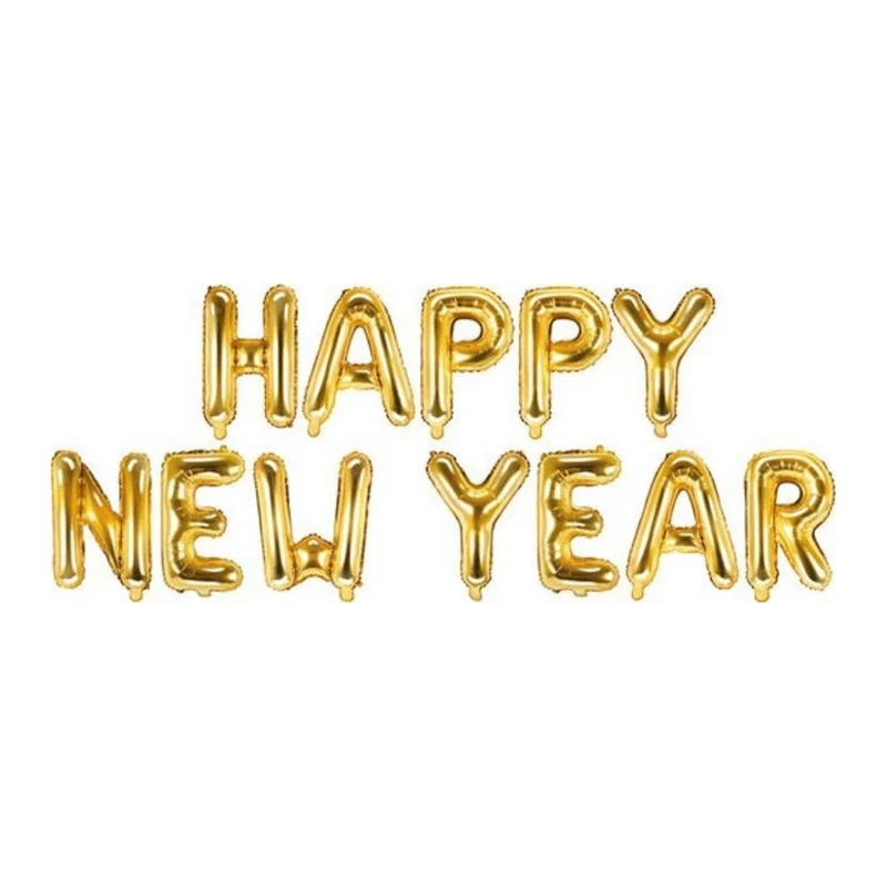 HAPPY NEW YEAR Folieballon Goud, 370x35cm