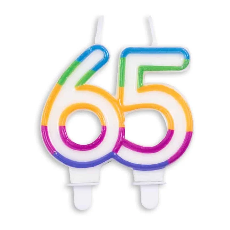 Cijfer kaars gekleurd 65 jaar