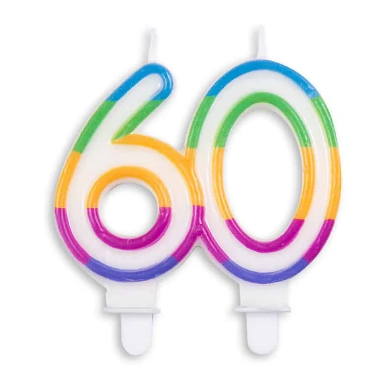 Cijfer kaars gekleurd 60 jaar