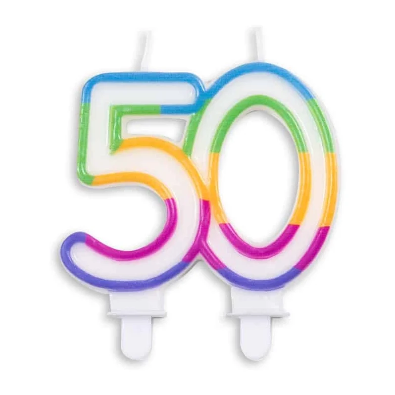 Cijfer kaars gekleurd 50 jaar