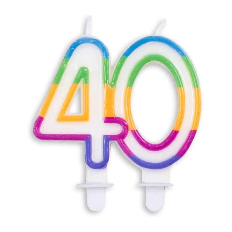 Cijfer kaars gekleurd 40 jaar