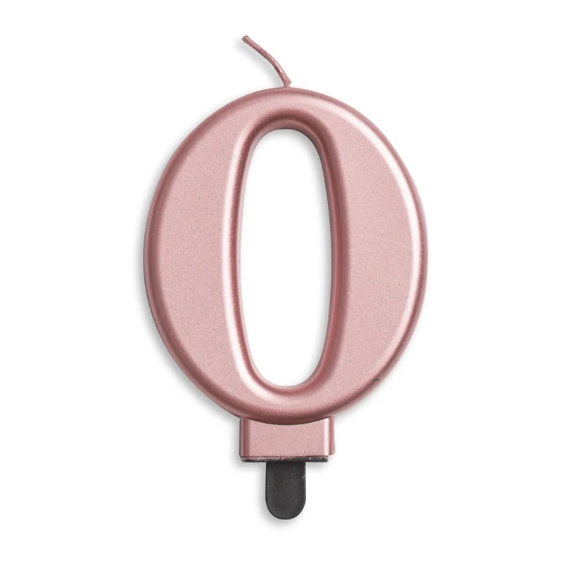 Cijfer kaars metallic Rosé Goud 0