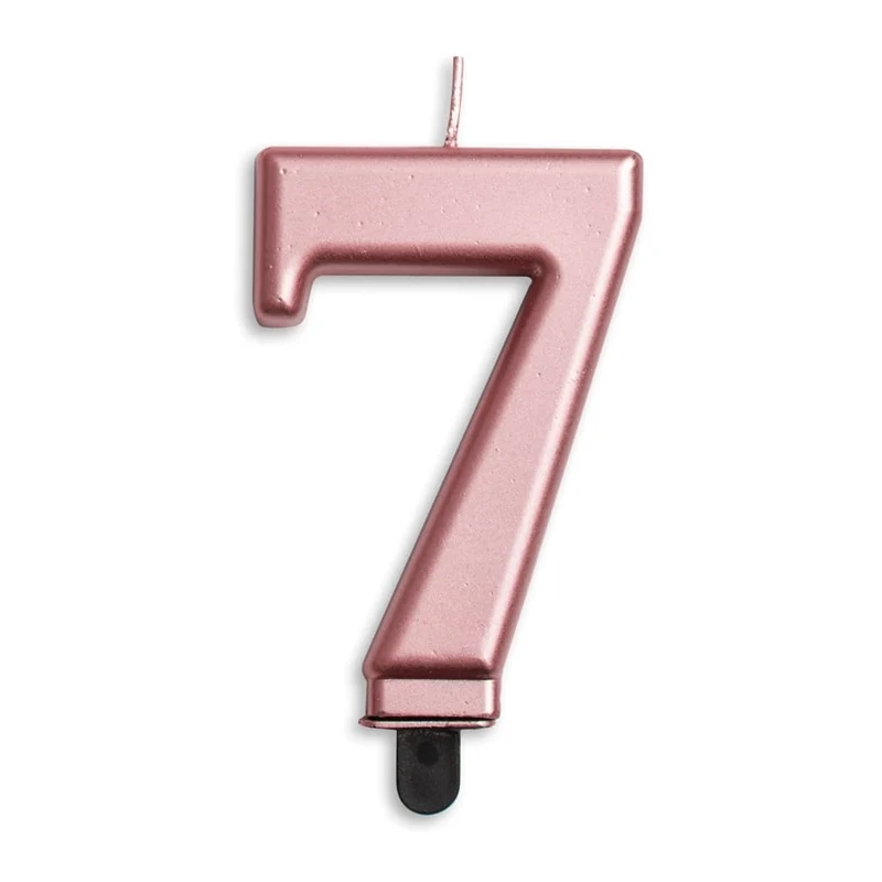 Cijfer kaars metallic Rosé Goud 7