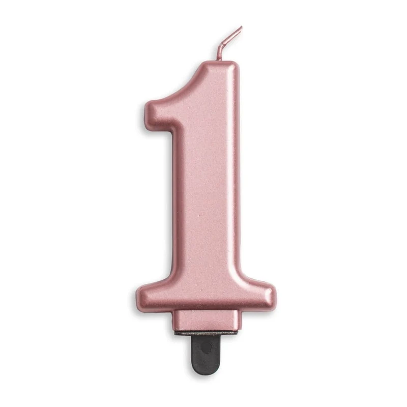 Cijfer kaars metallic Rosé Goud 1