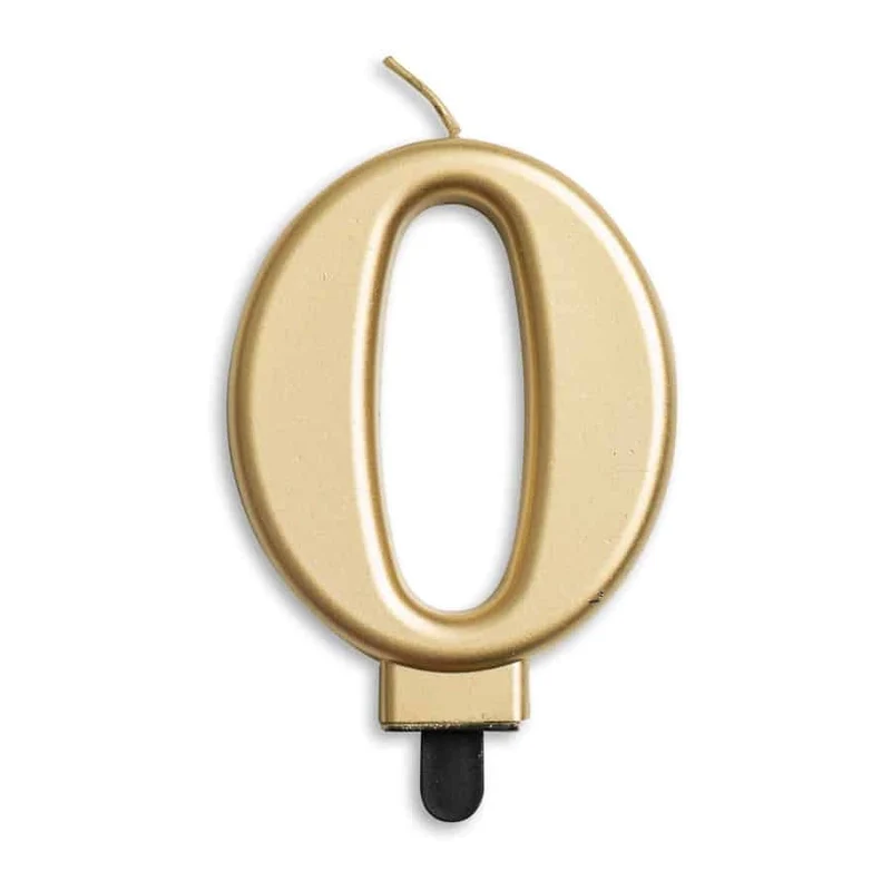 Cijfer kaars metallic Goud 0