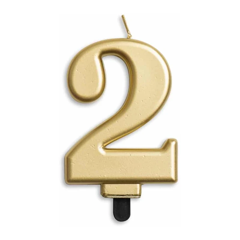 Cijfer kaars metallic Goud 2