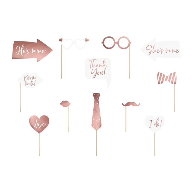 Photo booth props bruiloft rosé goud