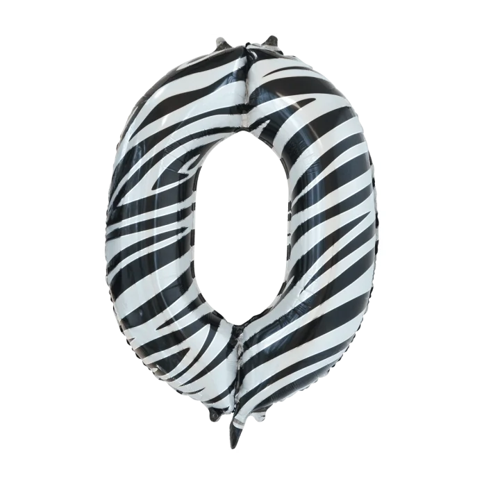 Folieballon cijfer 0 zebra 86cm