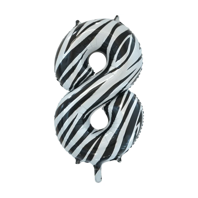 Folieballon 8 jaar zebra 86cm