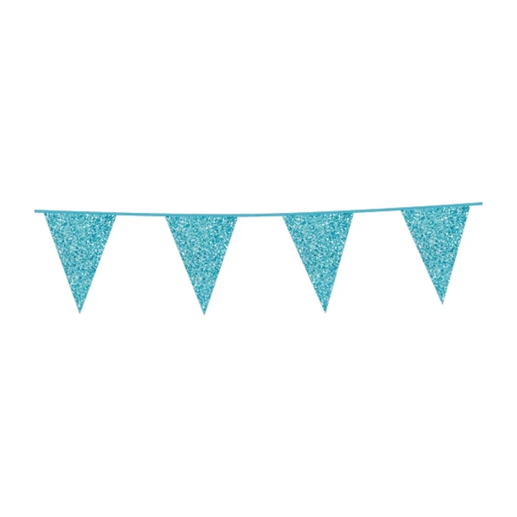 6 meter baby blauwe glitter vlaggenlijn