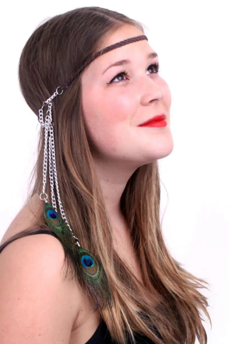 Hoofdband met pauwveren