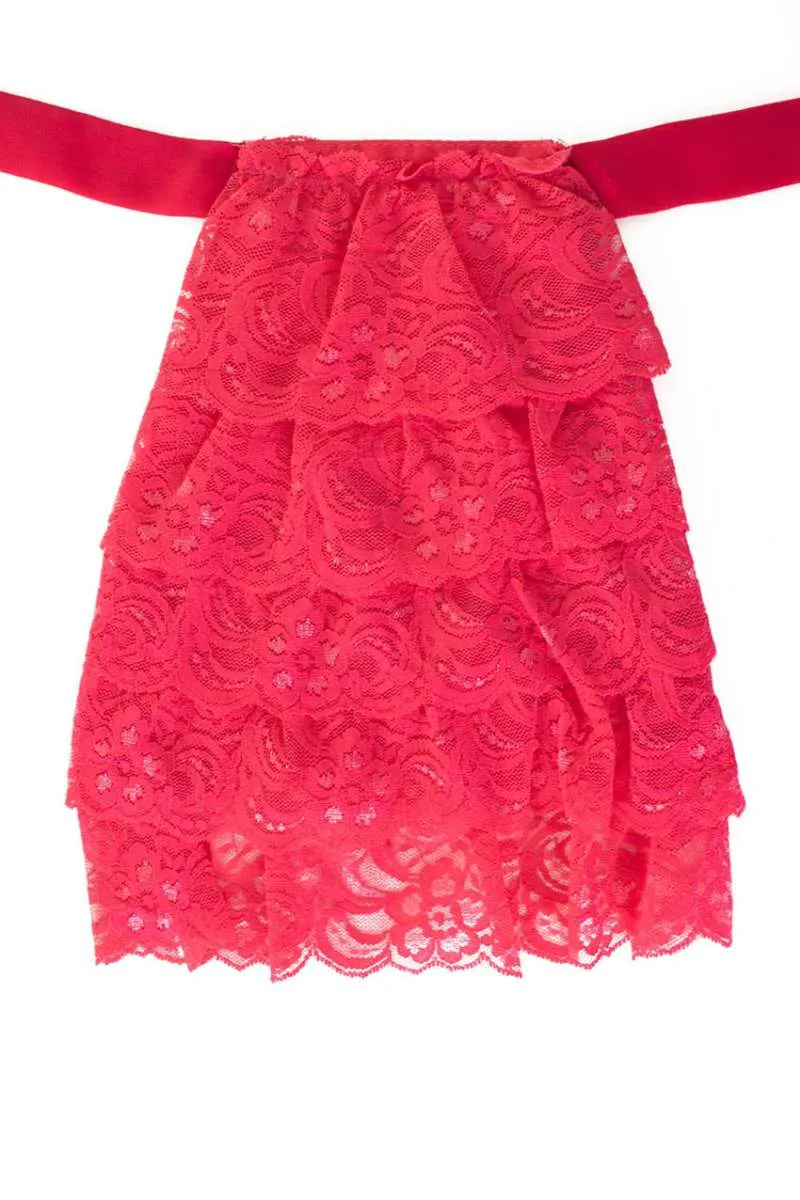 Jabot kant - toga befje luxe roze