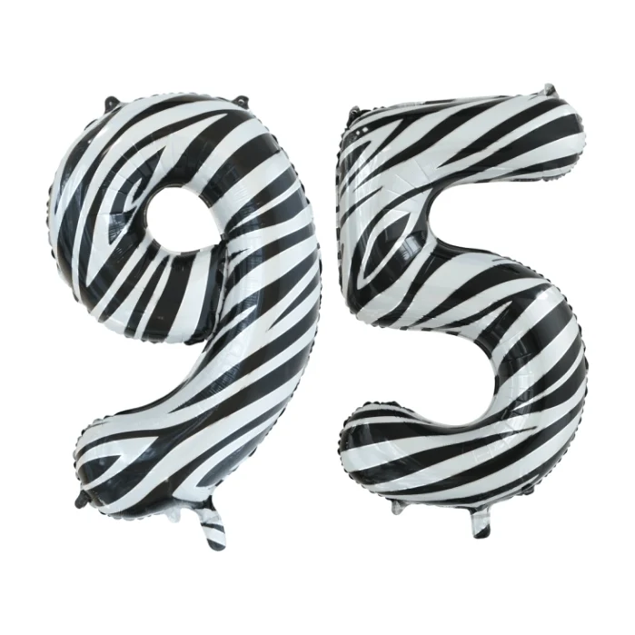 Folieballon 95 jaar zebra 86cm