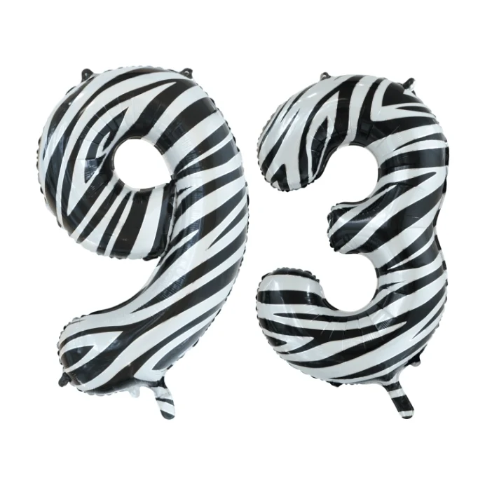 Folieballon 93 jaar zebra 86cm